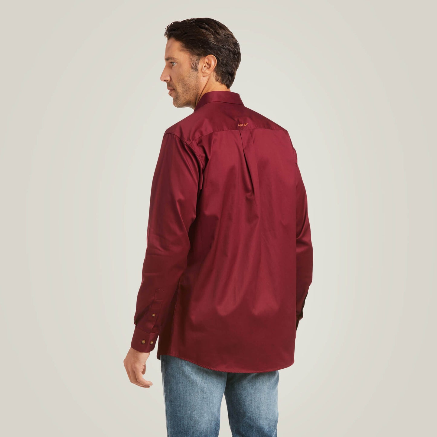 Ariat Solid Twill Fitted Shirt Burgundy