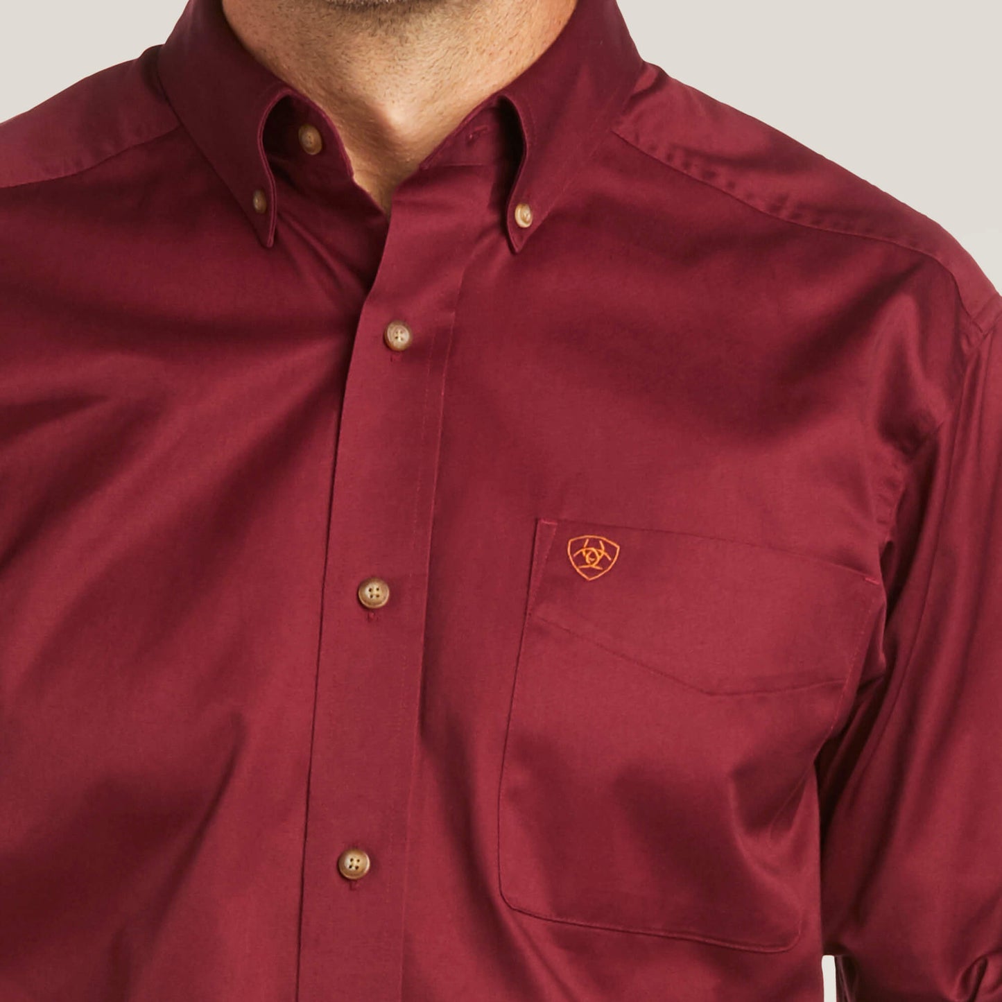 Ariat Solid Twill Fitted Shirt Burgundy