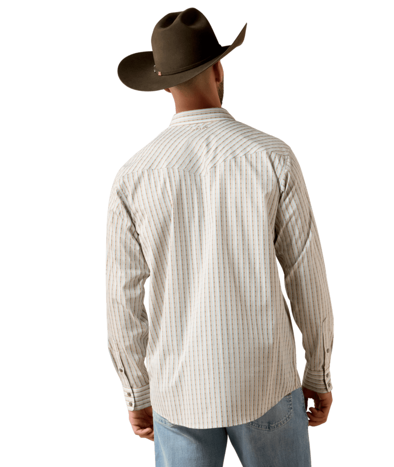 Ariat Brown Geo Stripe Wrinkle Free Snap Shirt