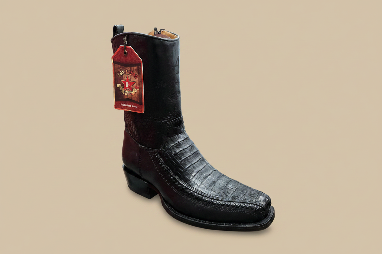 Los Altos Caiman Belly Black Boot