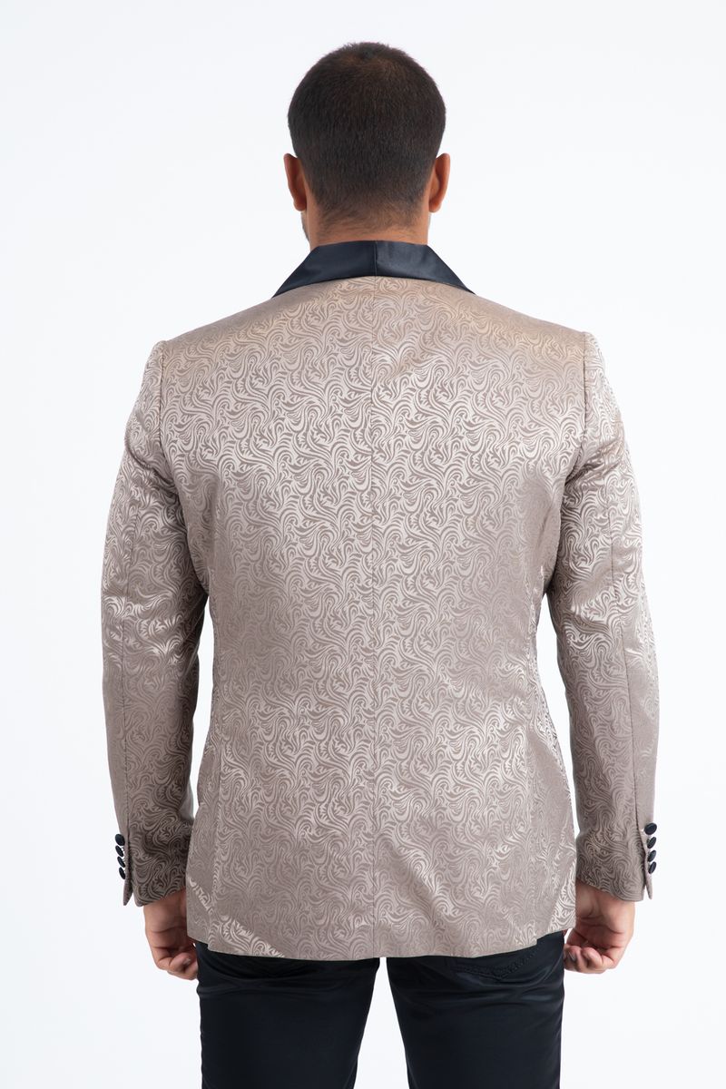 Men's Beige Tux Black lapel