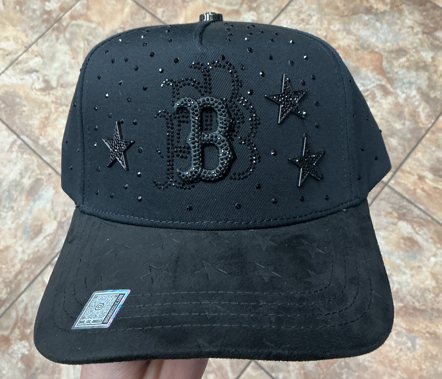 Big Boss Hat Black Rhinestone