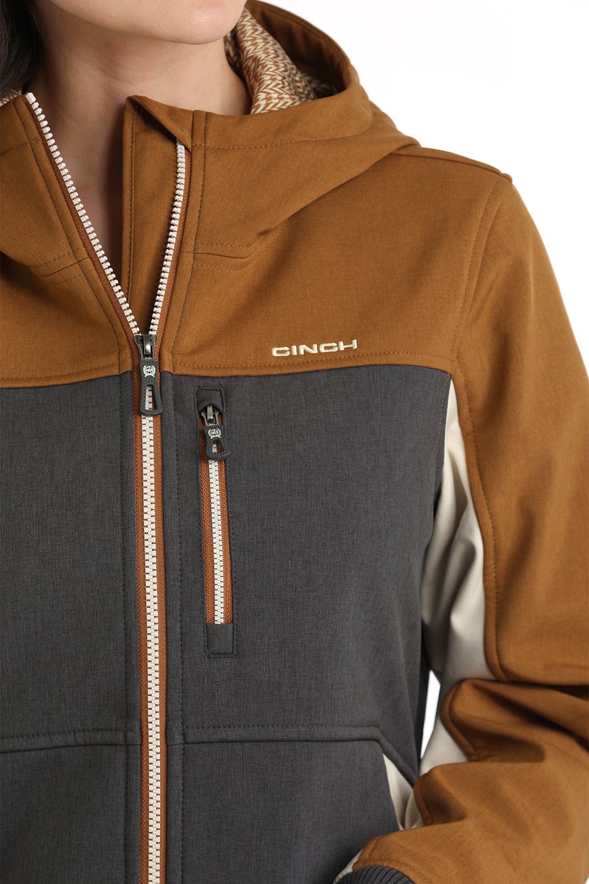 CINCH Women's Bonded Hoodie - Gold/Charcoal/Cream