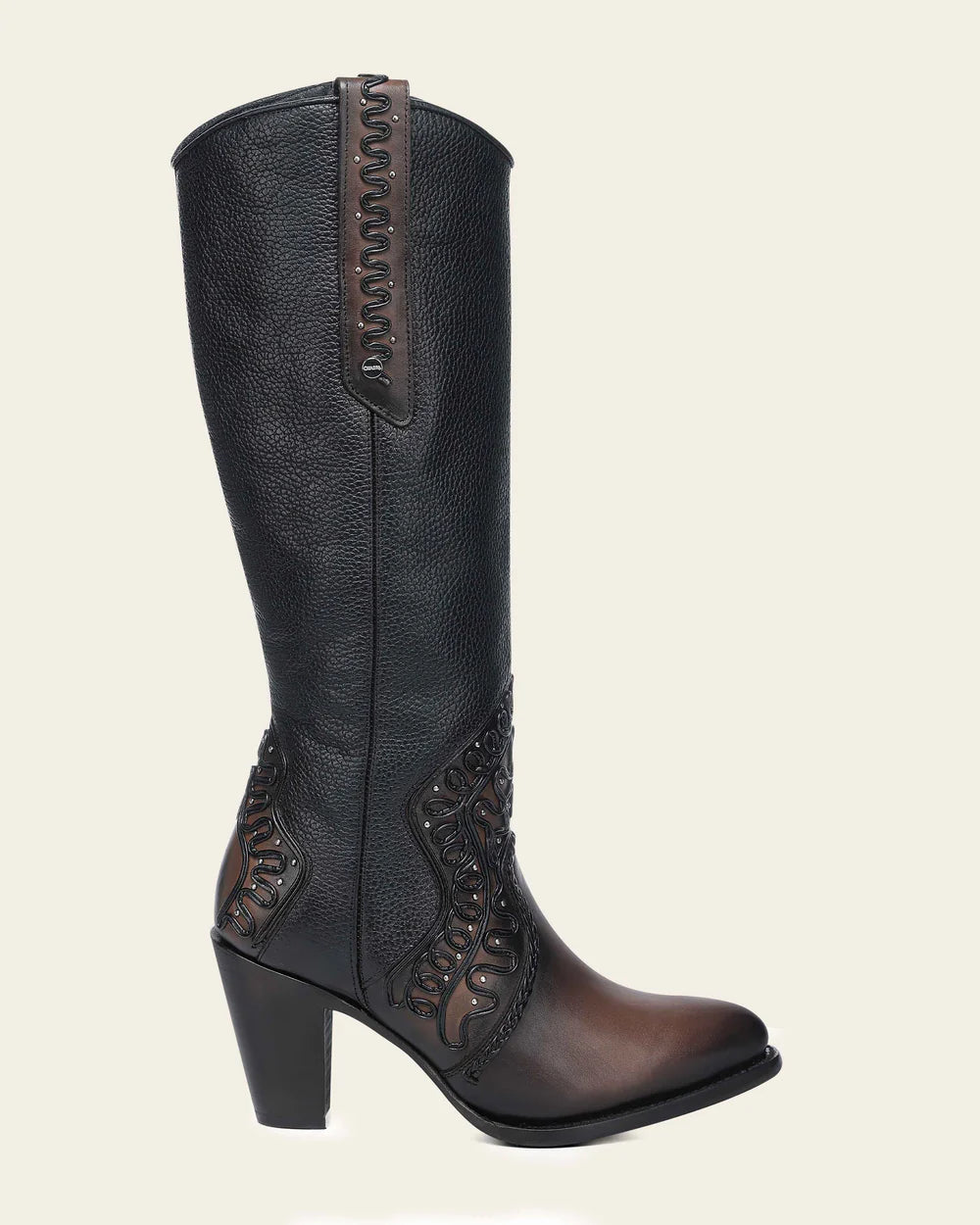 Cuadra Women’s High Western Boot in Genuine Bovine Leather with Organic Embroidery