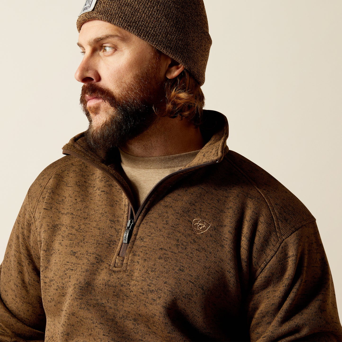 Ariat Caldwell Logo 1/4 Zip Sweater Brown