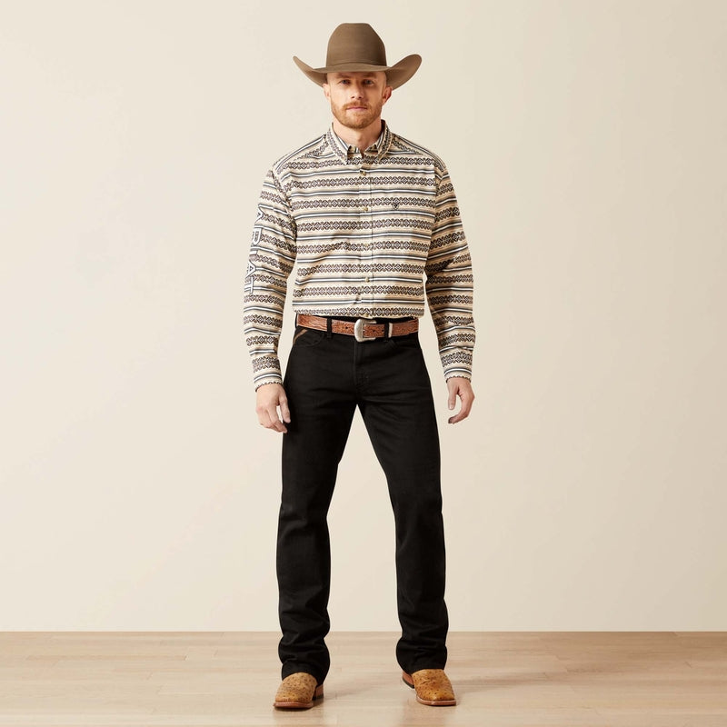 Ariat MNS TEAM PETER LS SHRT KHAKI/WHITE,