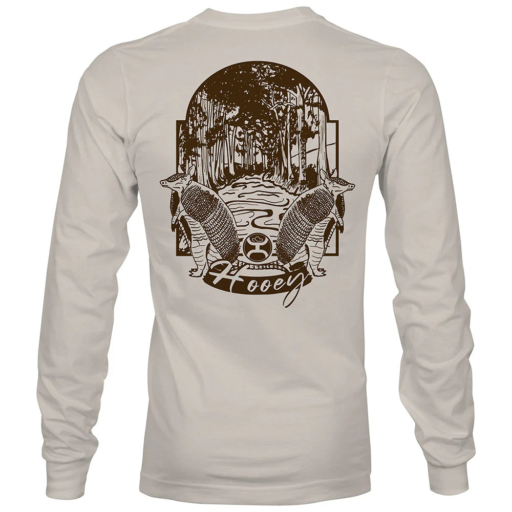 Hooey Roots" Long Sleeve T-shirt Cream w/Brown Logo