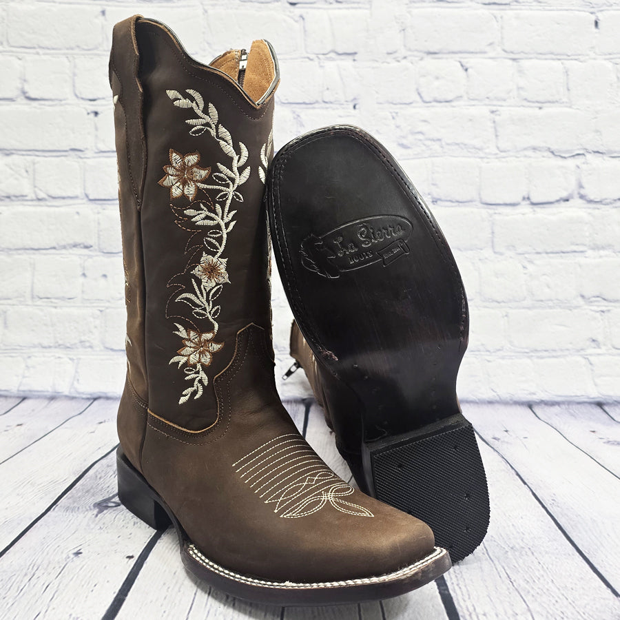 Woman’s Boot La Sierra Flower Zip Cafe