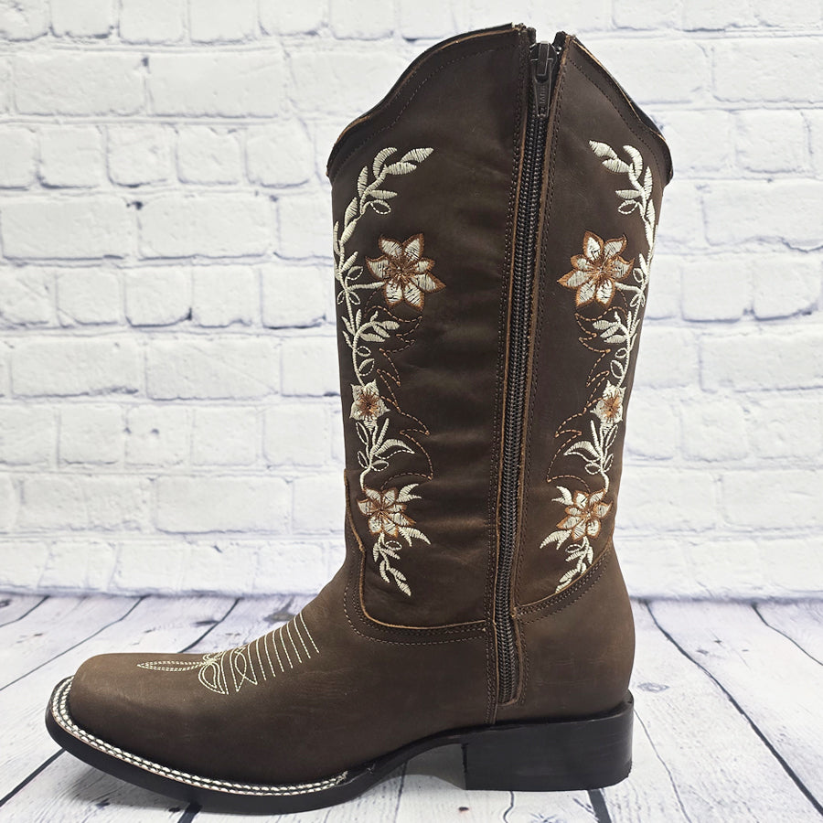 Woman’s Boot La Sierra Flower Zip Cafe