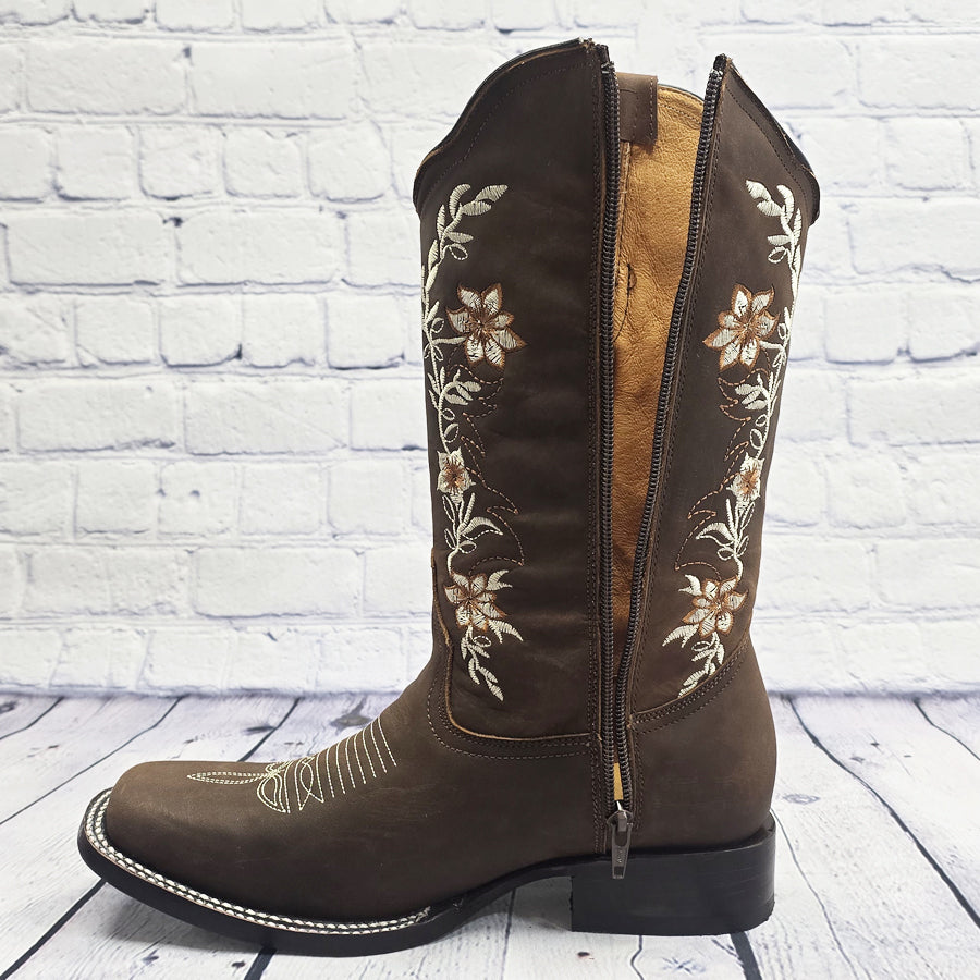 Woman’s Boot La Sierra Flower Zip Cafe