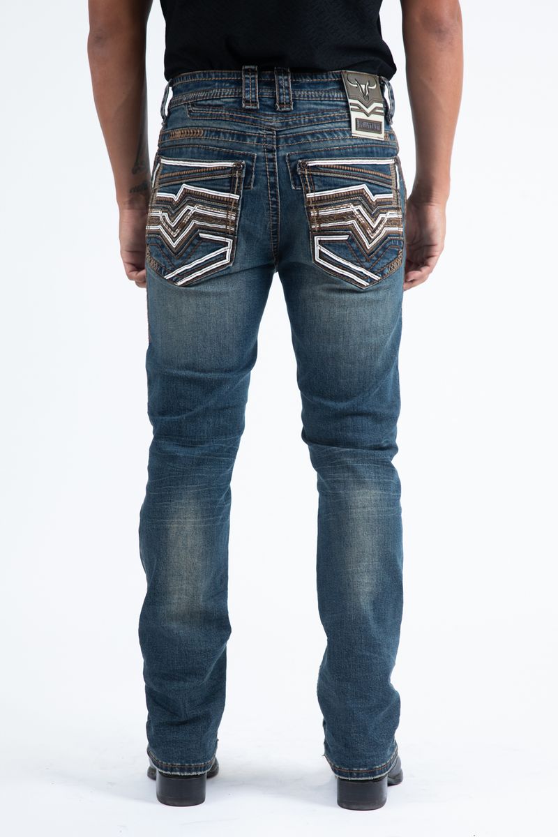 Platini Jeans Men's Slim Boot Cut Triple Stitch Brown