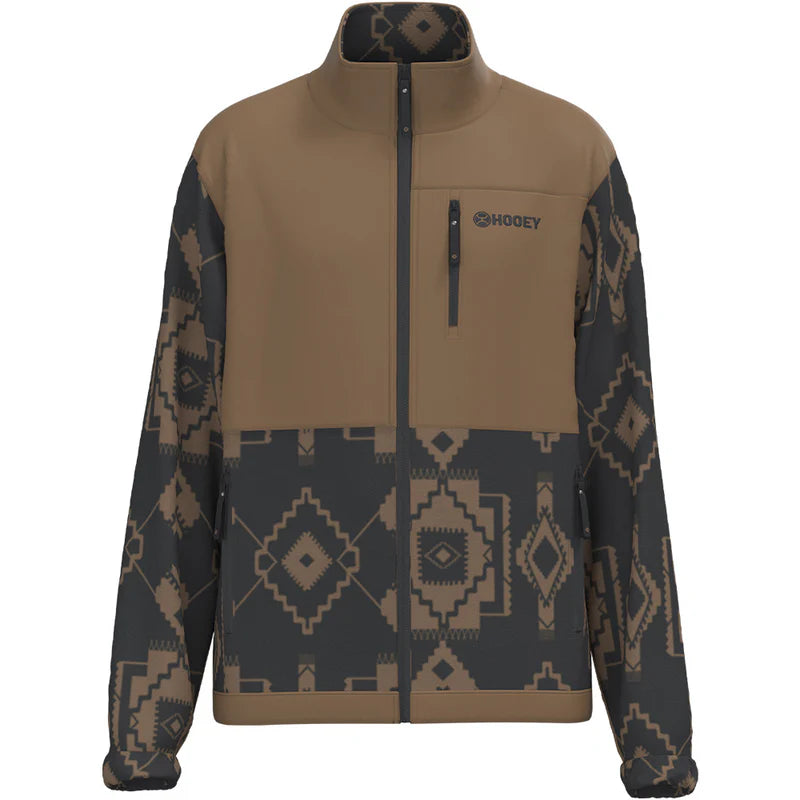 Hooey Tech Fleece Jacket" Black/Tan Aztec