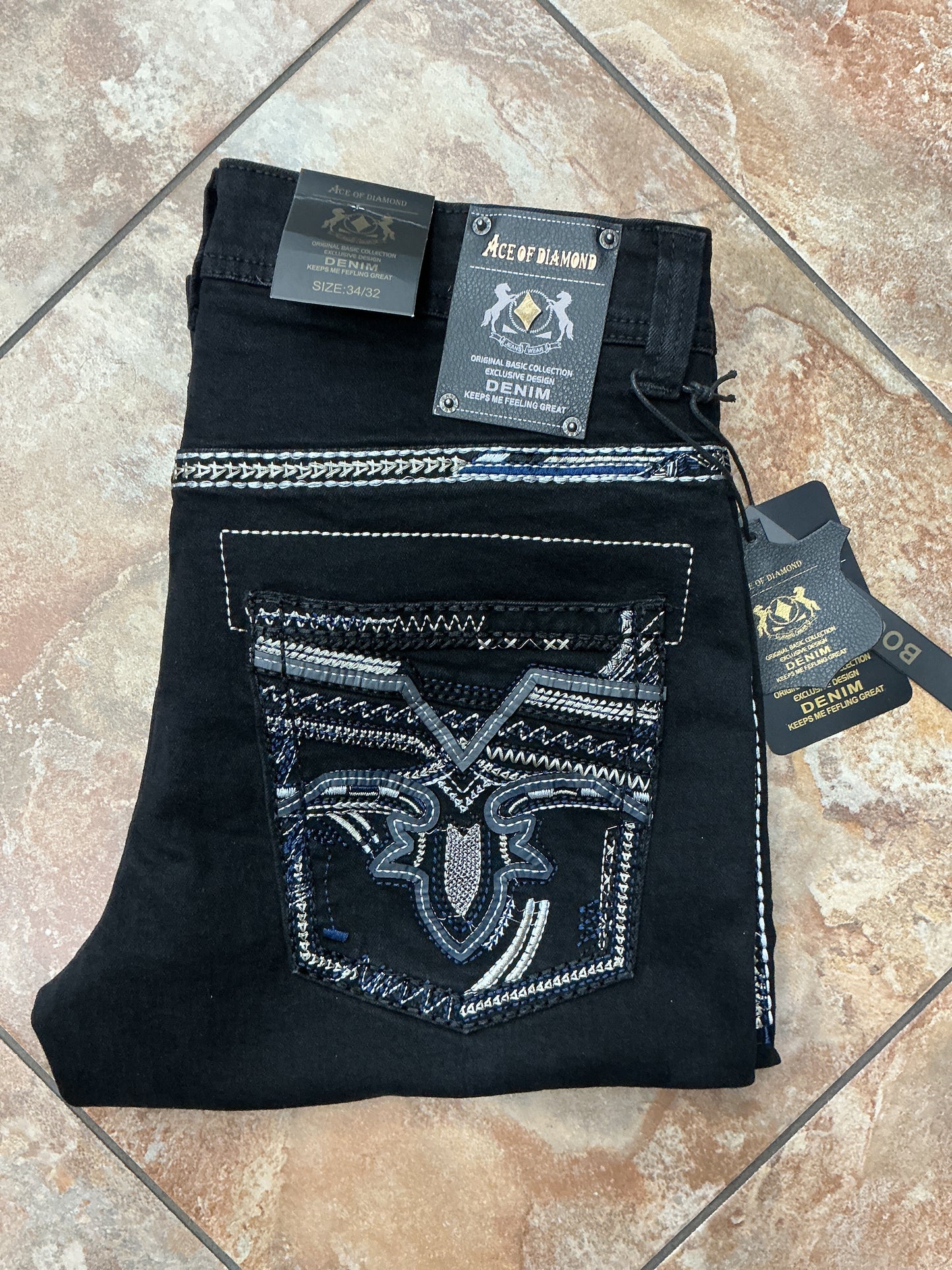 Ace of Diamond black blue stitching