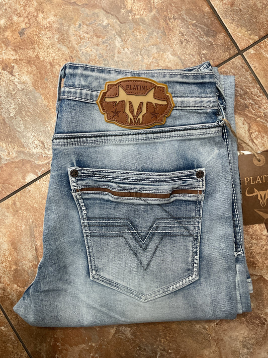 Platini light stitch bootcut jeans