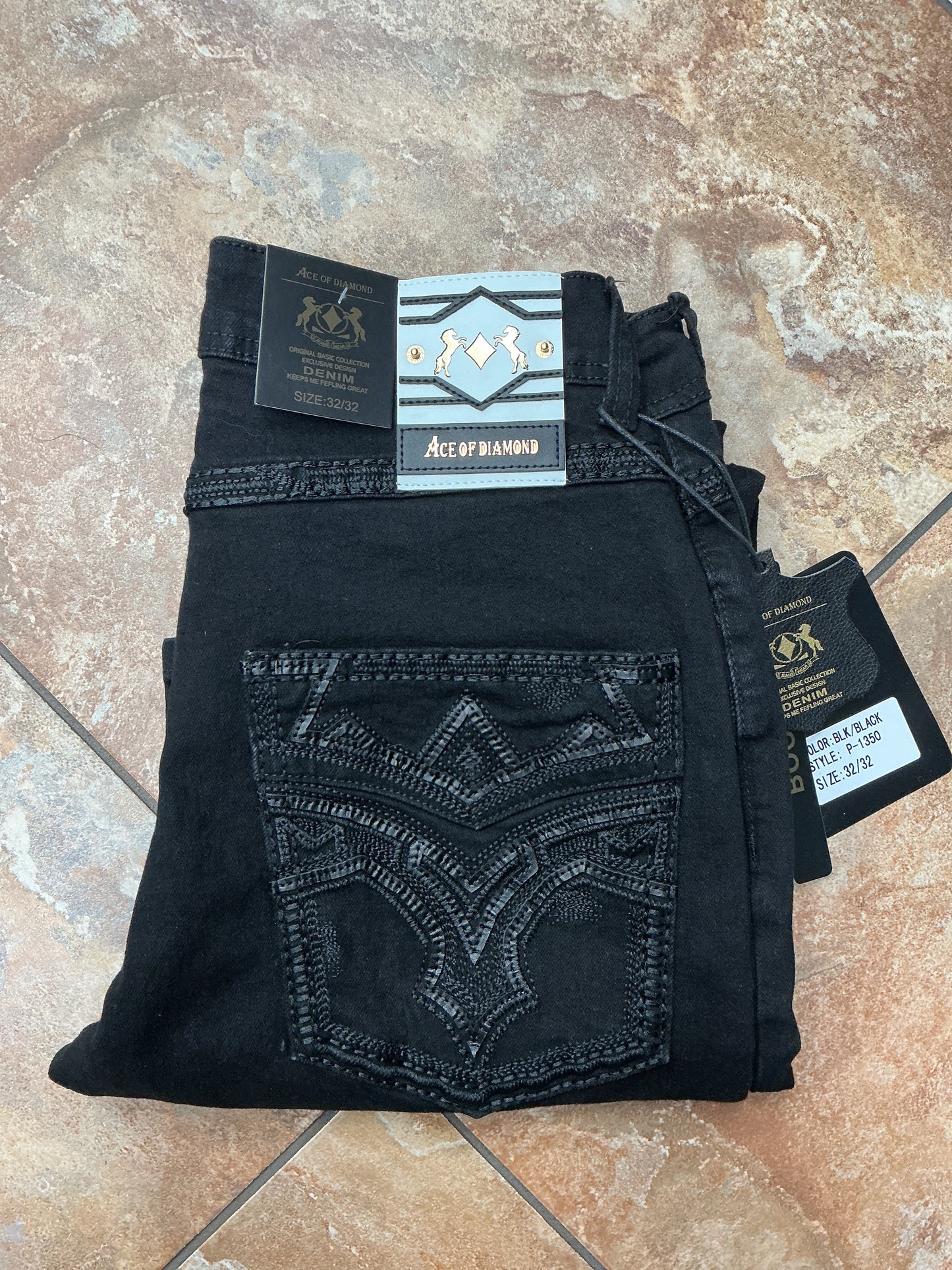 Ace of Diamond black, black stitching