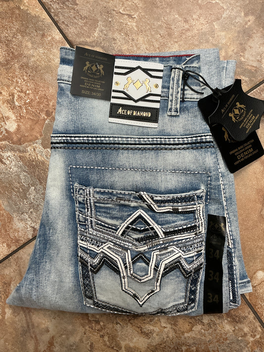 Ace of Diamond light wash white stitching