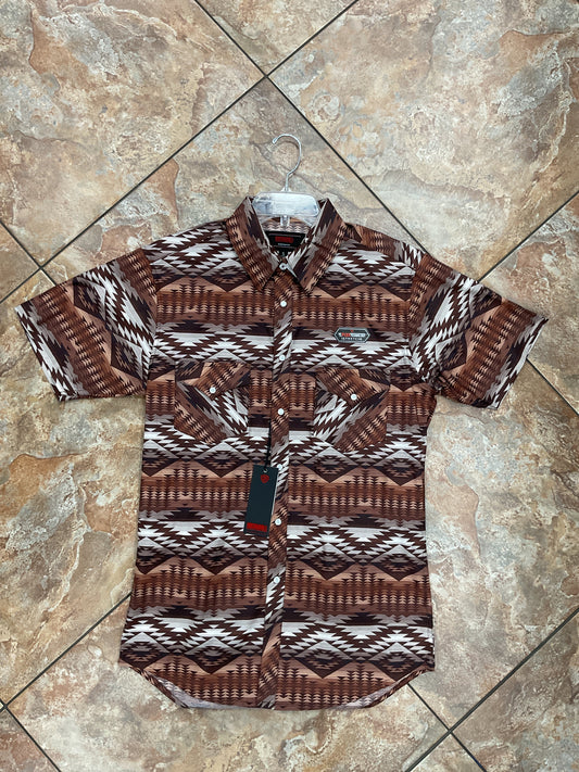 Rock&Roll short sleeve Aztec print brown
