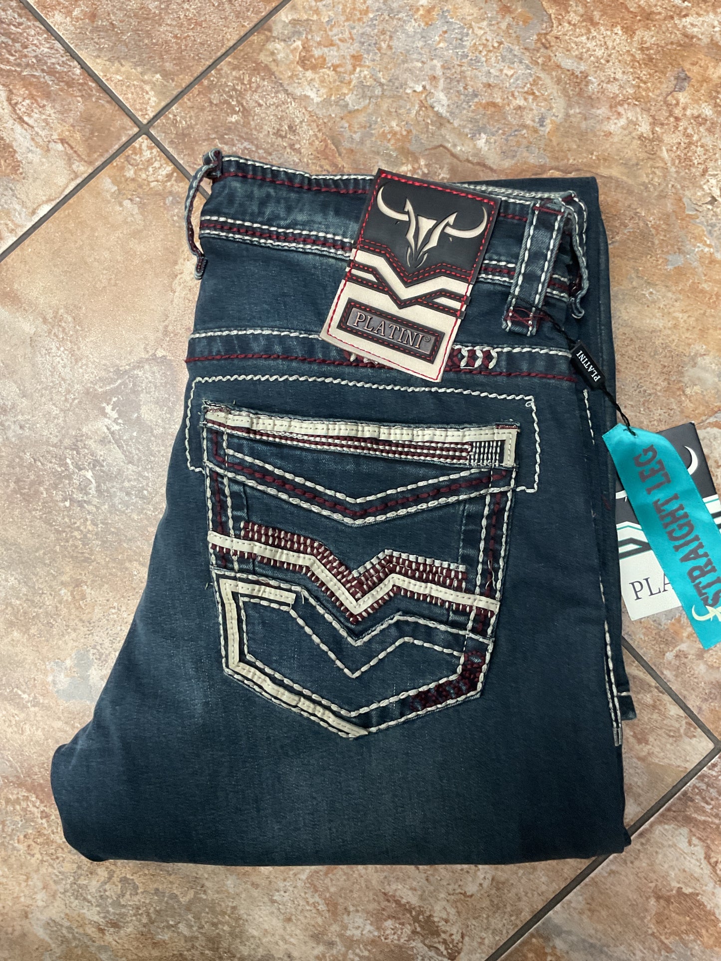 Platini heavy stitch straight jeans