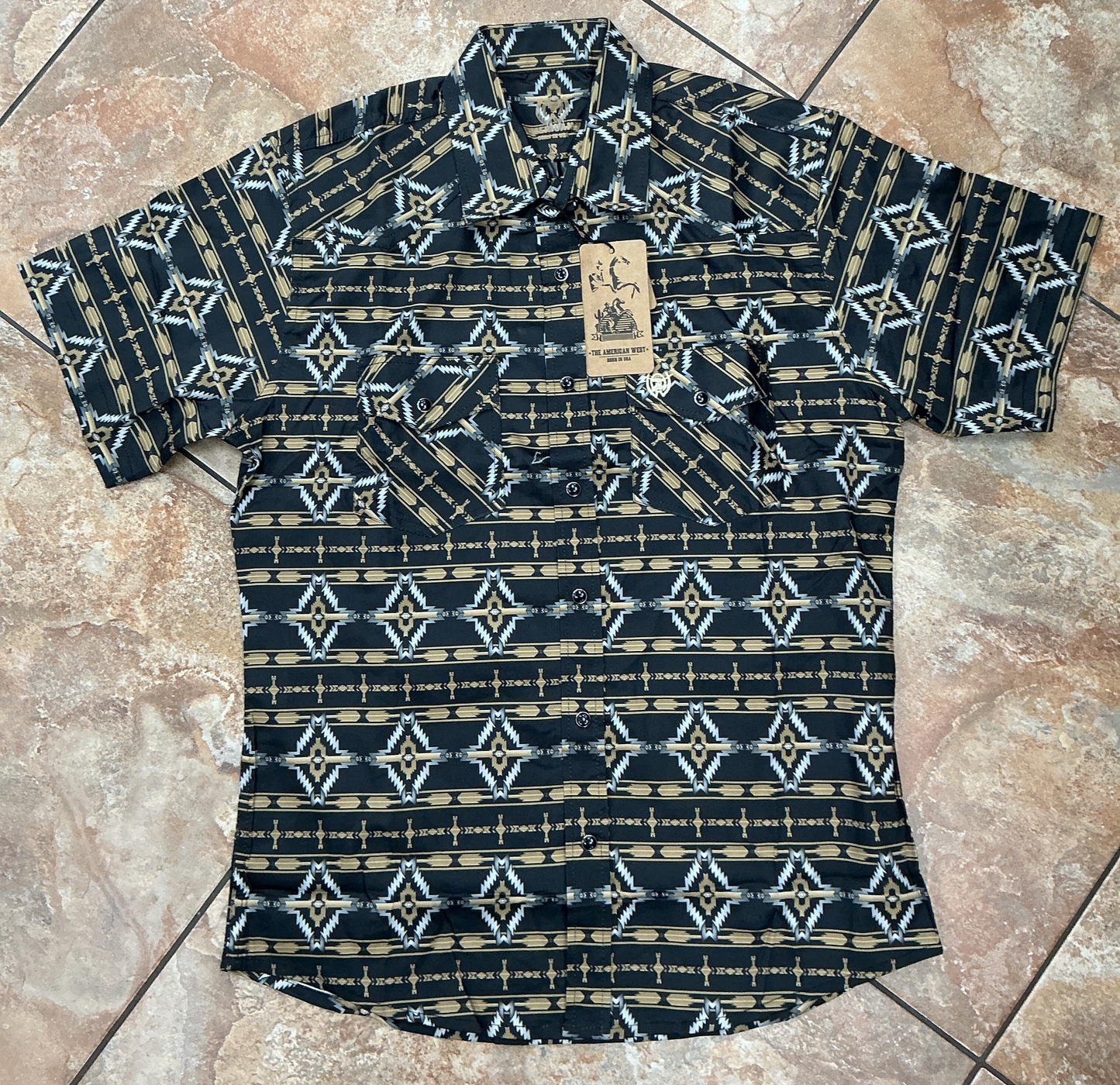 The American West Aztec print Black and Brown SS Shirt