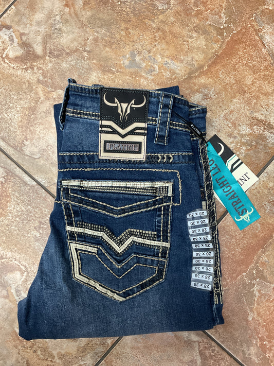 Platini heavy stitch straight jeans
