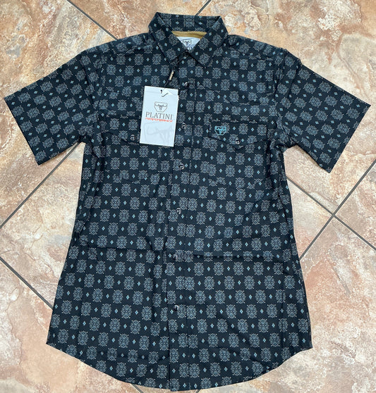 Platini "PERFORMANCE" Short Sleeve Shirt Black Print