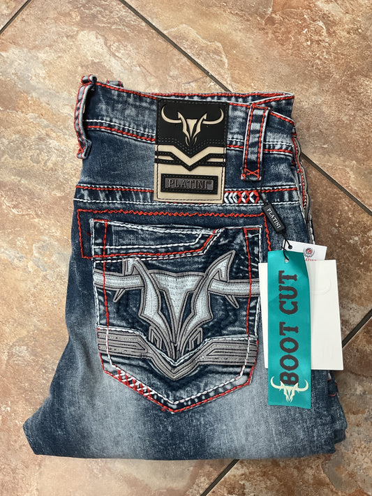 Platini heavy stitch bootcut jeans