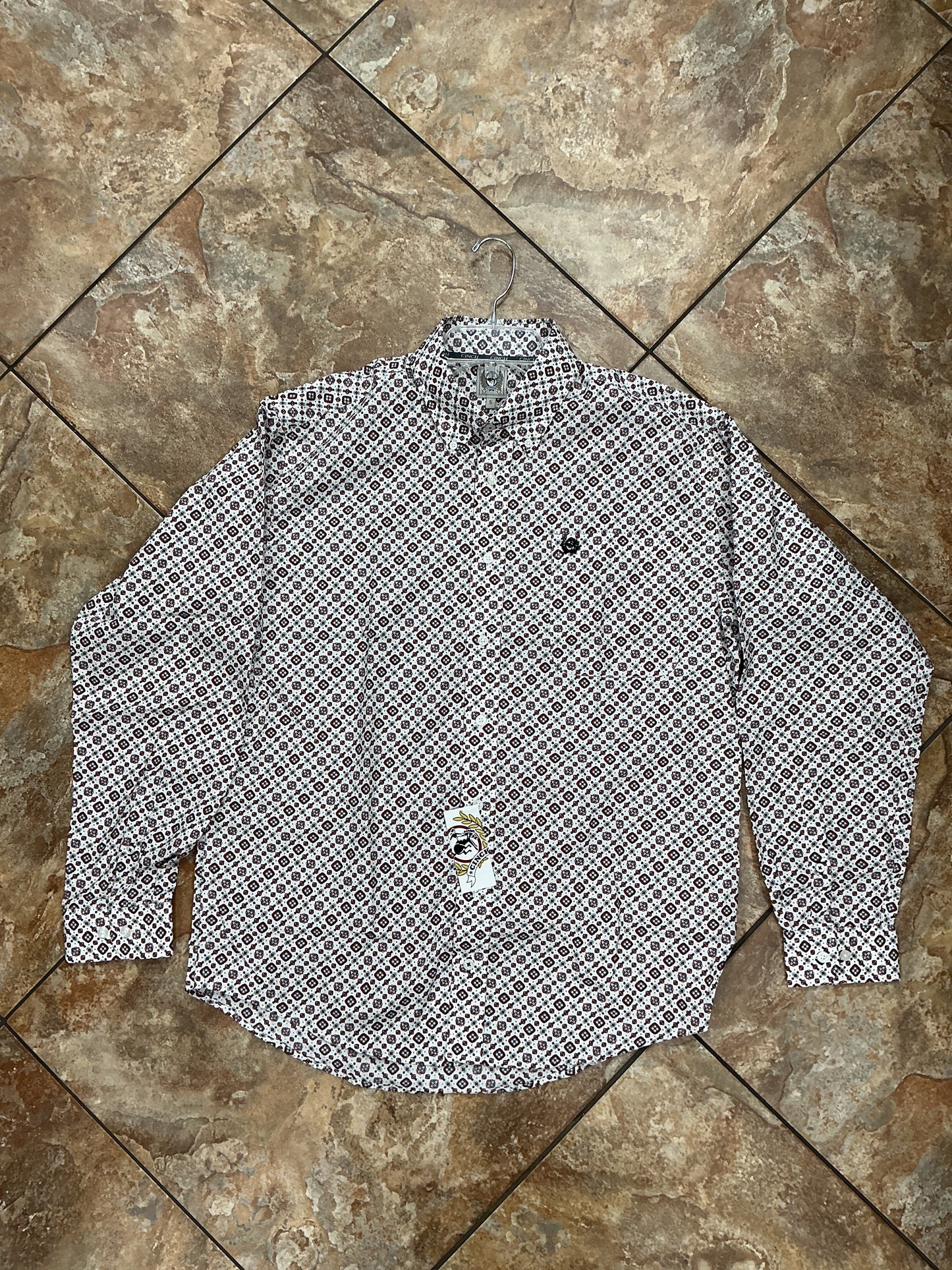 Cinch Men LS Shirt White/Red/Grey