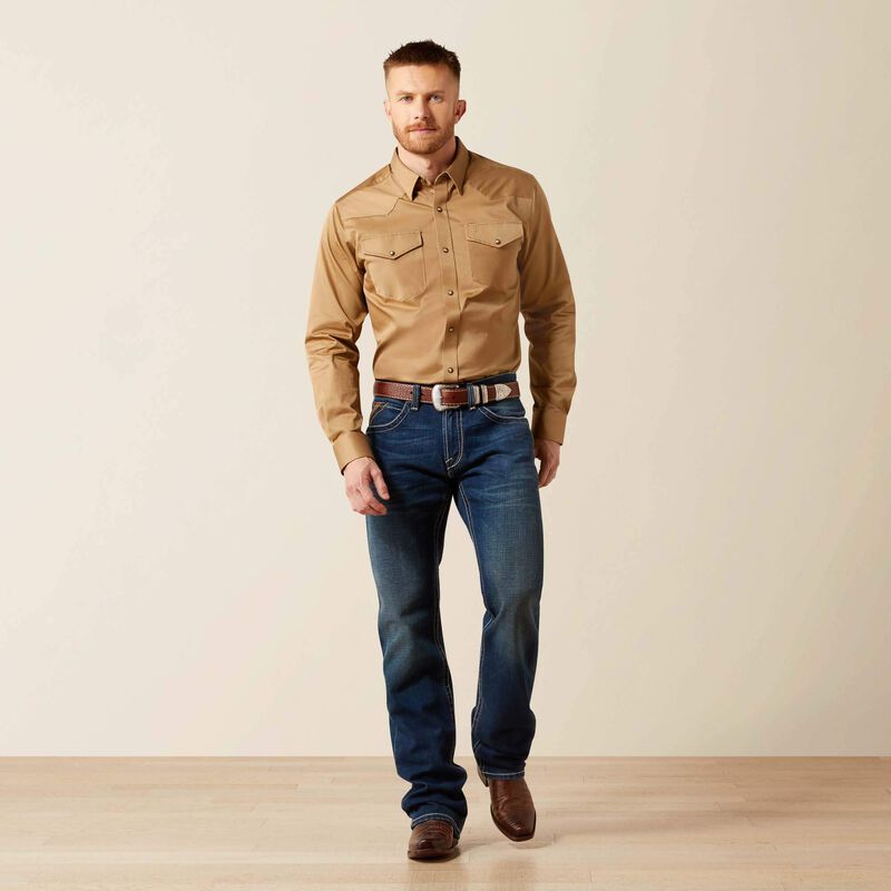 Ariat Solid Twill Fitted Shirt Khaki