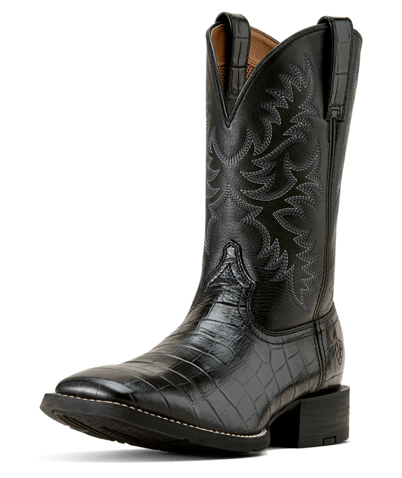 Ariat MNS Sport Latigo Wide Square Toe Cowboy Boot (Black)