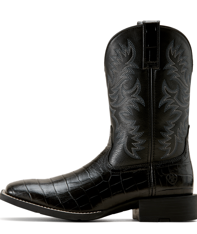 Ariat MNS Sport Latigo Wide Square Toe Cowboy Boot (Black)