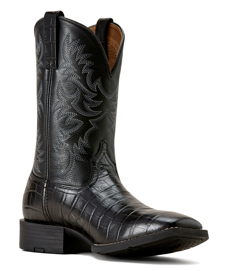 Ariat MNS Sport Latigo Wide Square Toe Cowboy Boot (Black)