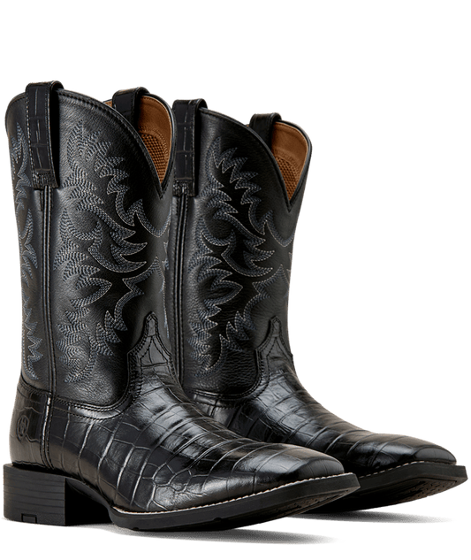 Ariat MNS Sport Latigo Wide Square Toe Cowboy Boot (Black)