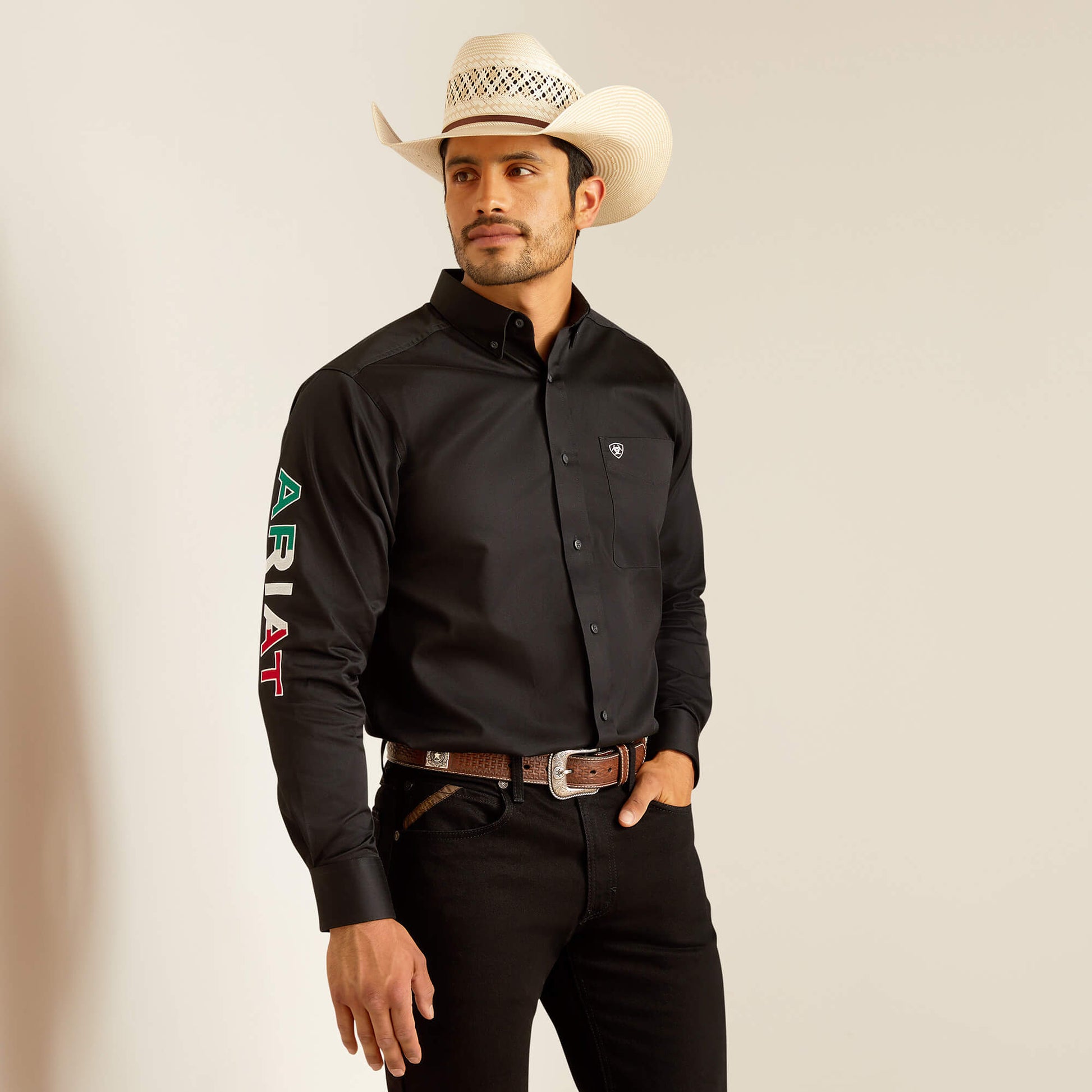Ariat Team logo Twill Fitted Shirt Black MX – Plaza Del Calzado