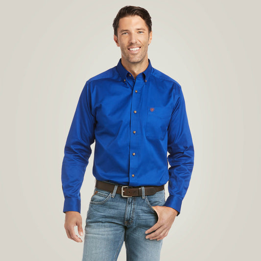 Ariat Solid Twill Fitted Shirt Blue