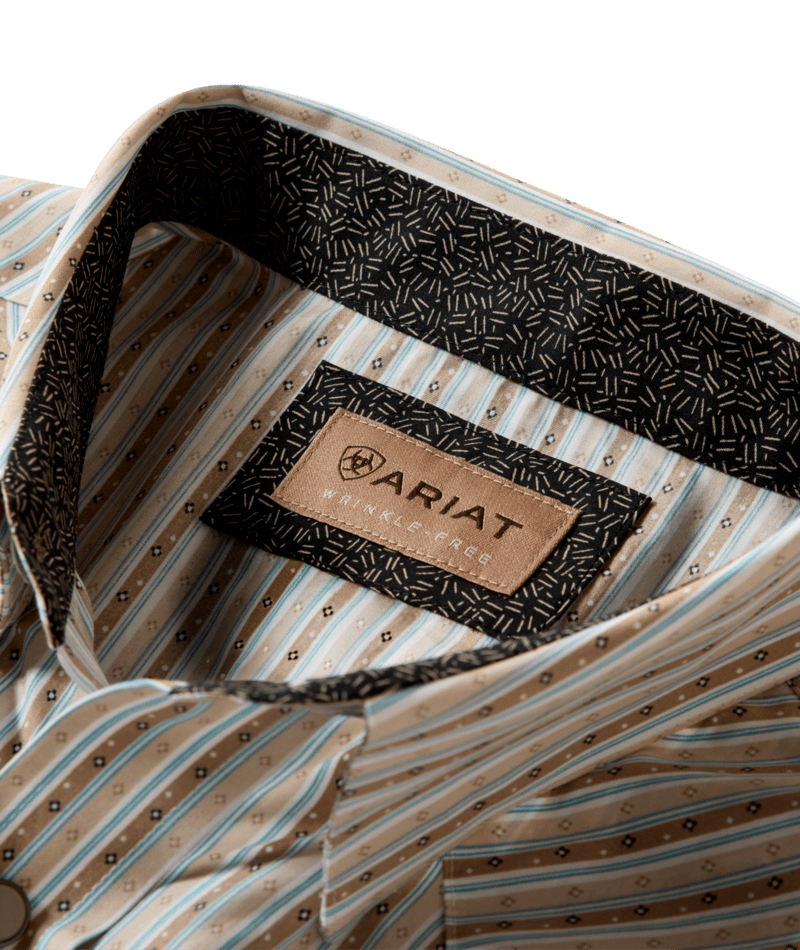 Ariat Brown Geo Stripe Wrinkle Free Snap Shirt