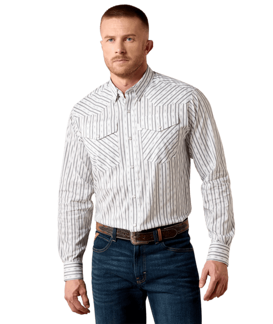 Ariat White Geo Stripe Everything Classic Snap Fit Shirt