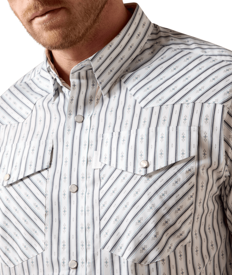 Ariat White Geo Stripe Everything Classic Snap Fit Shirt