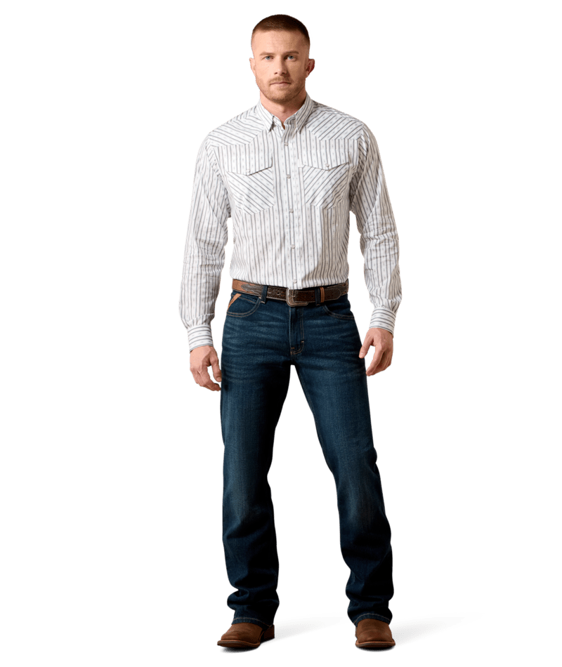 Ariat White Geo Stripe Everything Classic Snap Fit Shirt