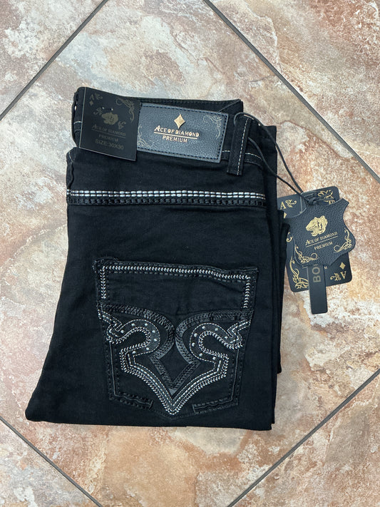 Ace of Diamond black, black stitching