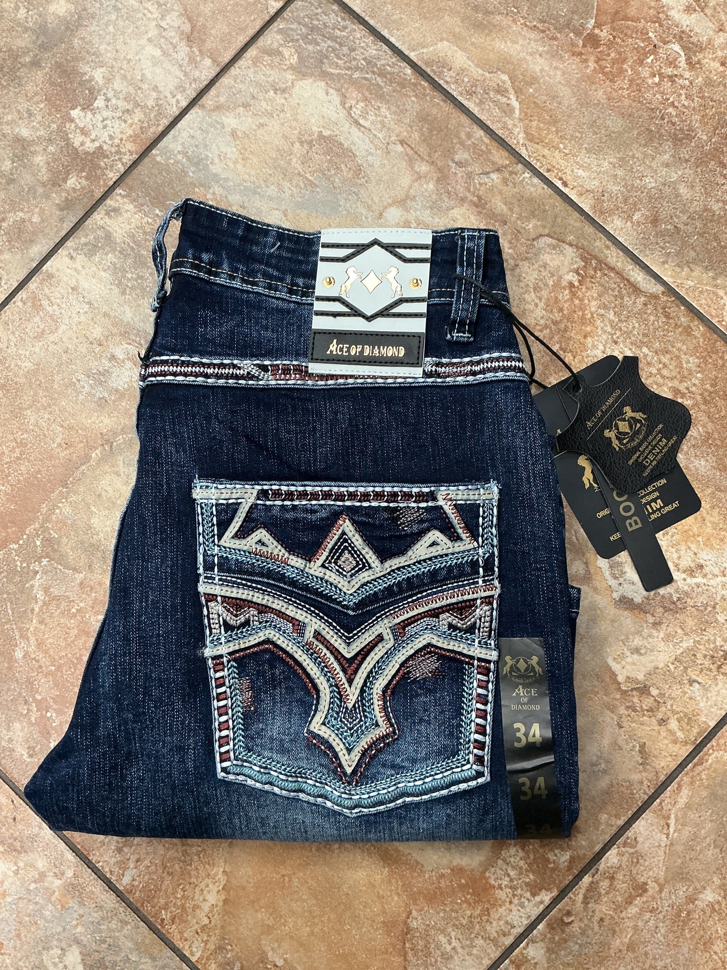 Ace of Diamond dark wash red stitching