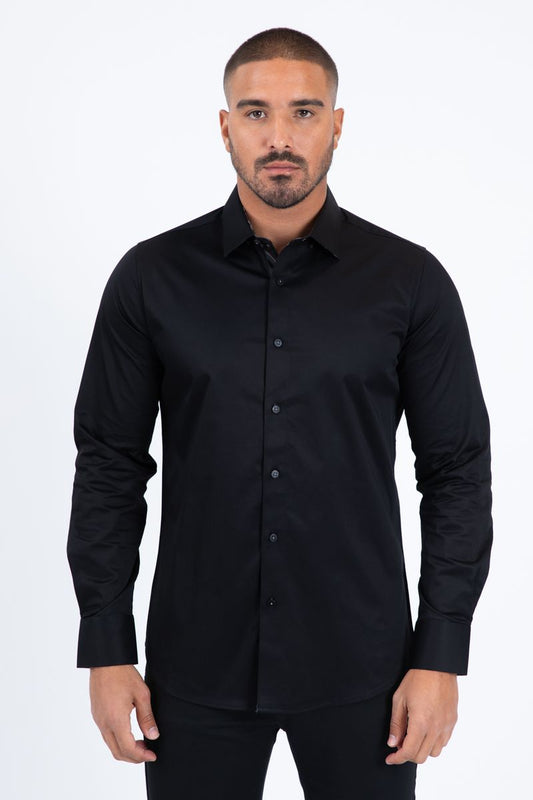 Platini Satin Cotton/Spandex Long Sleeve Shirt