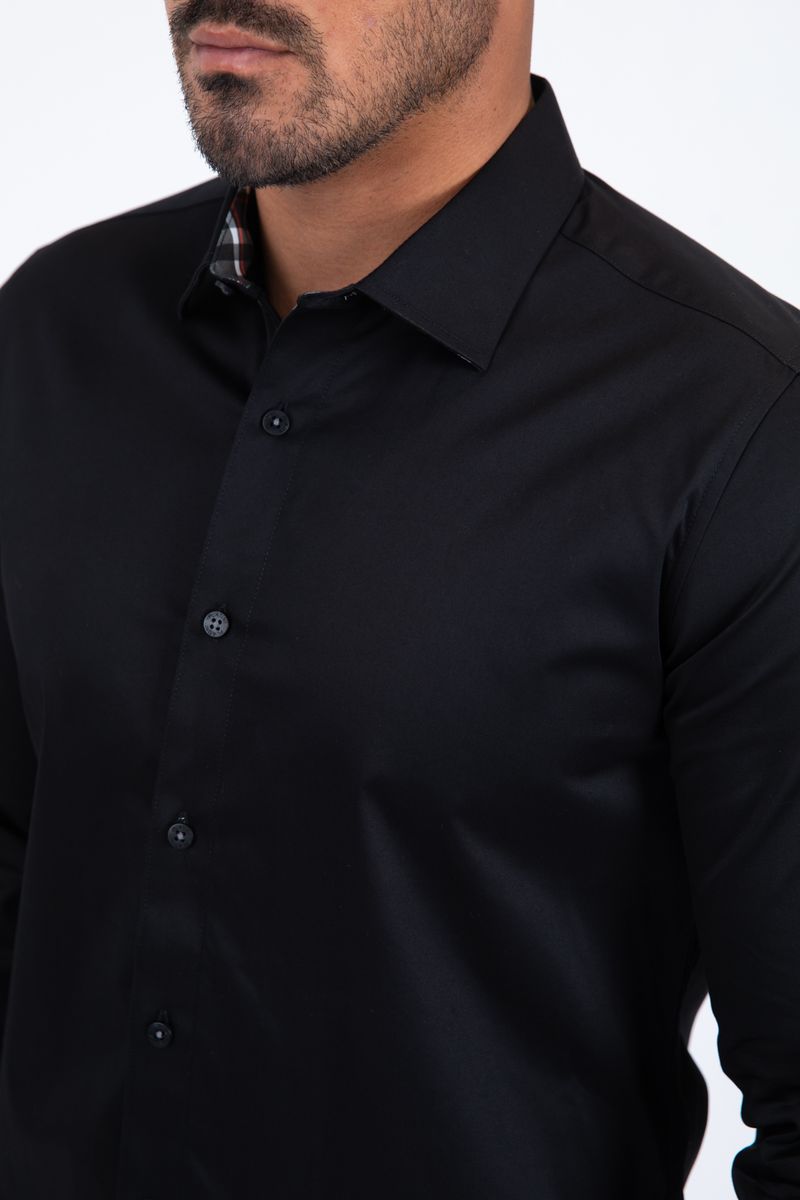 Platini Satin Cotton/Spandex Long Sleeve Shirt