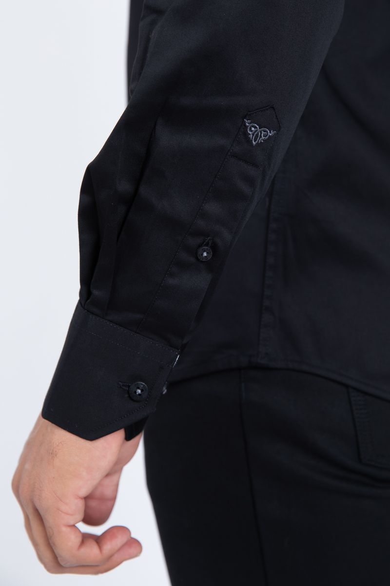 Platini Satin Cotton/Spandex Long Sleeve Shirt