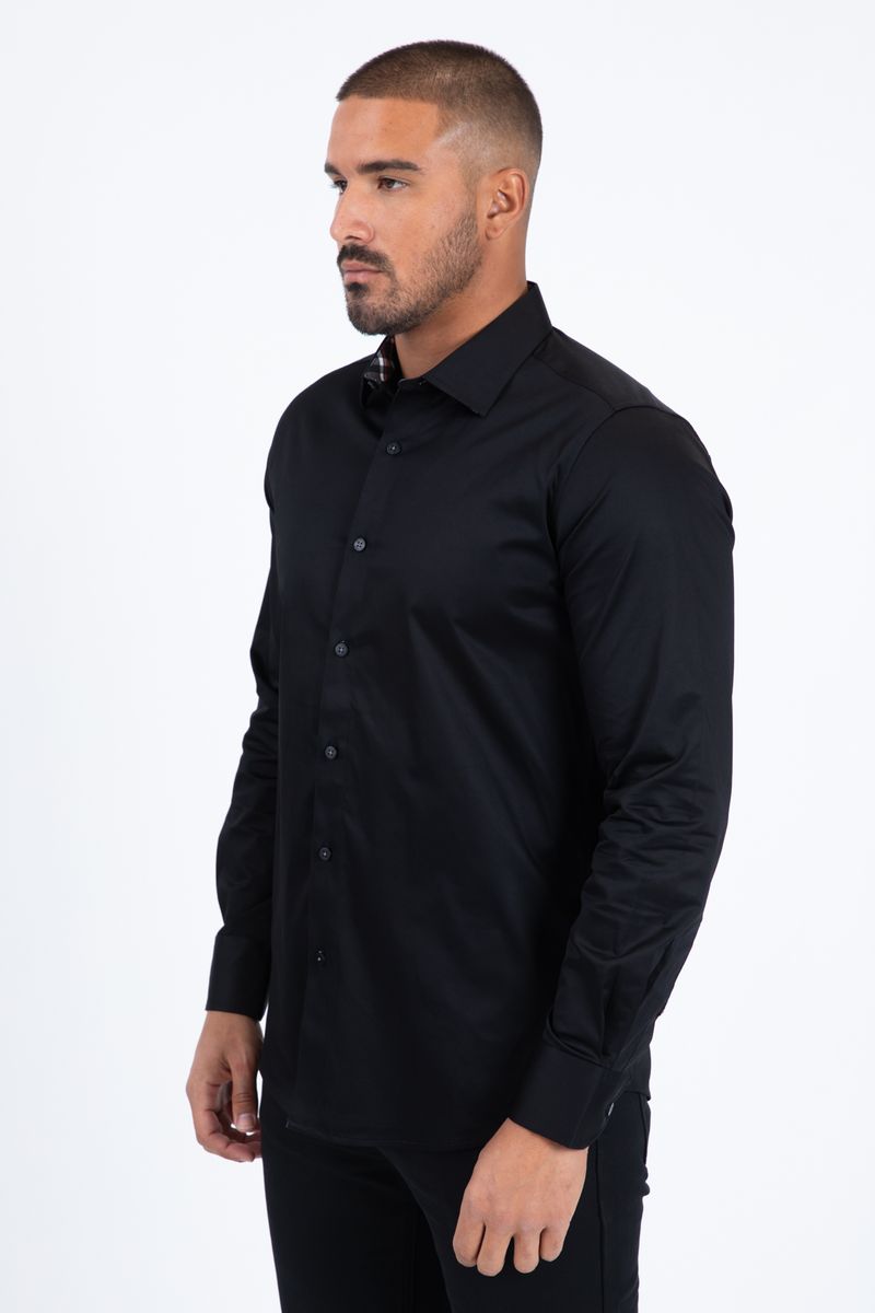 Platini Satin Cotton/Spandex Long Sleeve Shirt