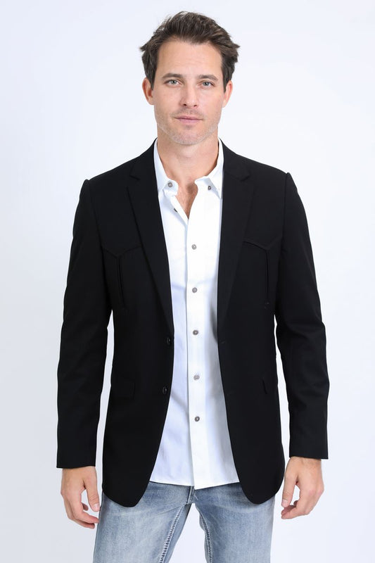Men's Western Black Blazer