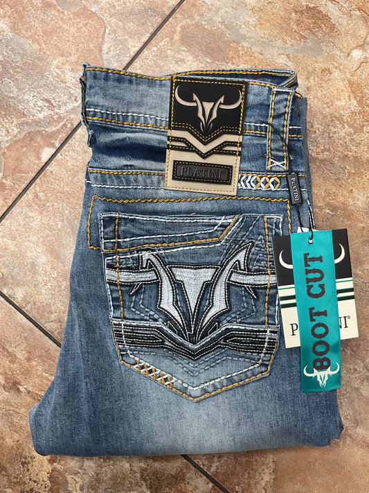 Platini heavy stitch bootcut jeans