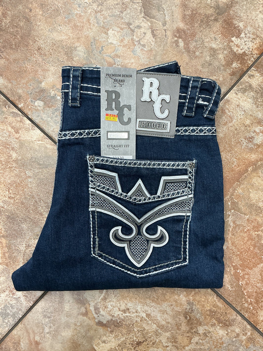 Rodeo dark wash white stitching