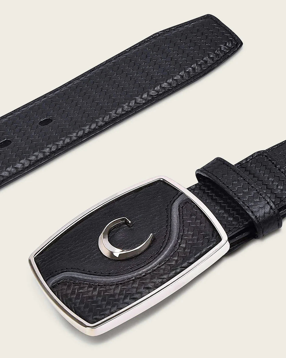 Cuadra Men's Western Belt in Black Bovine Genuine Leather