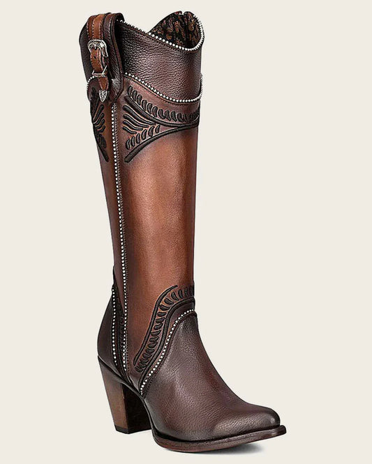 Cuadra Elegant Honey Embroidered Knee-High Boot for Women