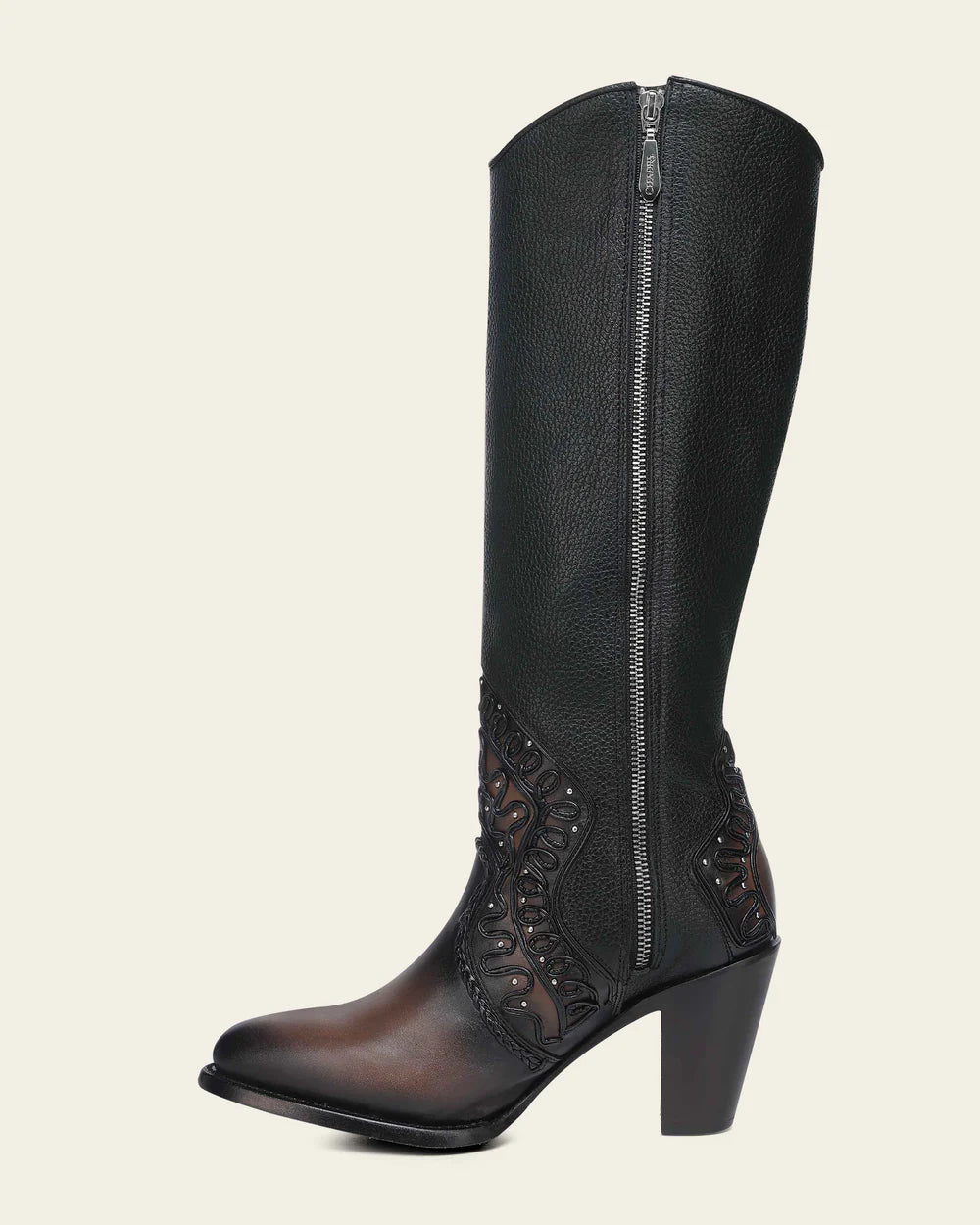 Cuadra Women’s High Western Boot in Genuine Bovine Leather with Organic Embroidery